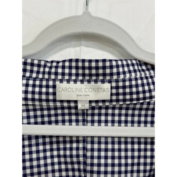 Caroline Constas Gingham Persephone Bell Sleeve Blouse Top Blue/White Women's M - Picture 4 of 6